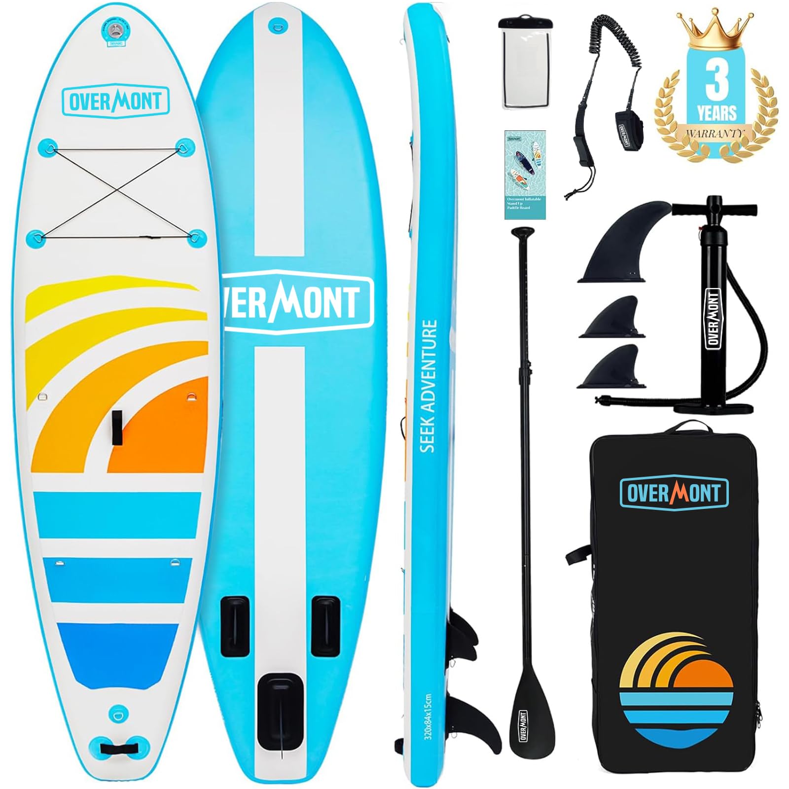 Overmont Aufblasbares SUP Board Set - Hochwertiges Stand Up Paddle Board für Wassersportler - Ideal für Abenteuer auf Se
